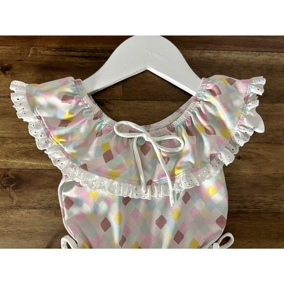 Wildling Well Dressed Wolf Mermaid Scallop Tiles Ruffle Lace One Piece Swimsuit - Picture 3 of 7